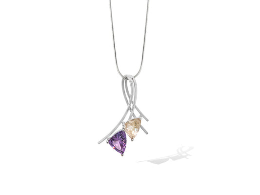 Amethyst and Blue Topaz pendant in sterling silver, style P7586