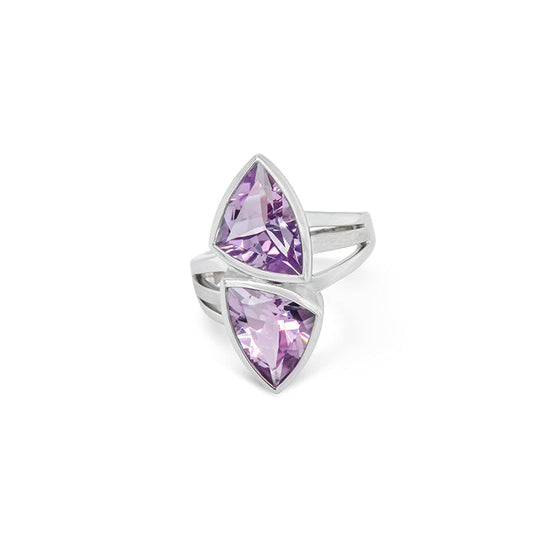 Amethyst and Blue Topaz ring in sterling silver, style R7230