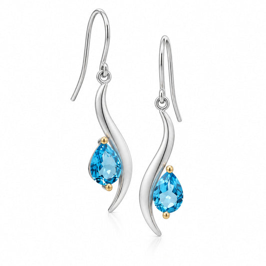 Amethyst and Blue Topaz earrings in sterling silver, style E9286