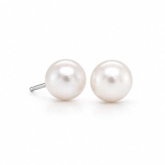 Pearl earrings in sterling silver, style E8461 - view 2