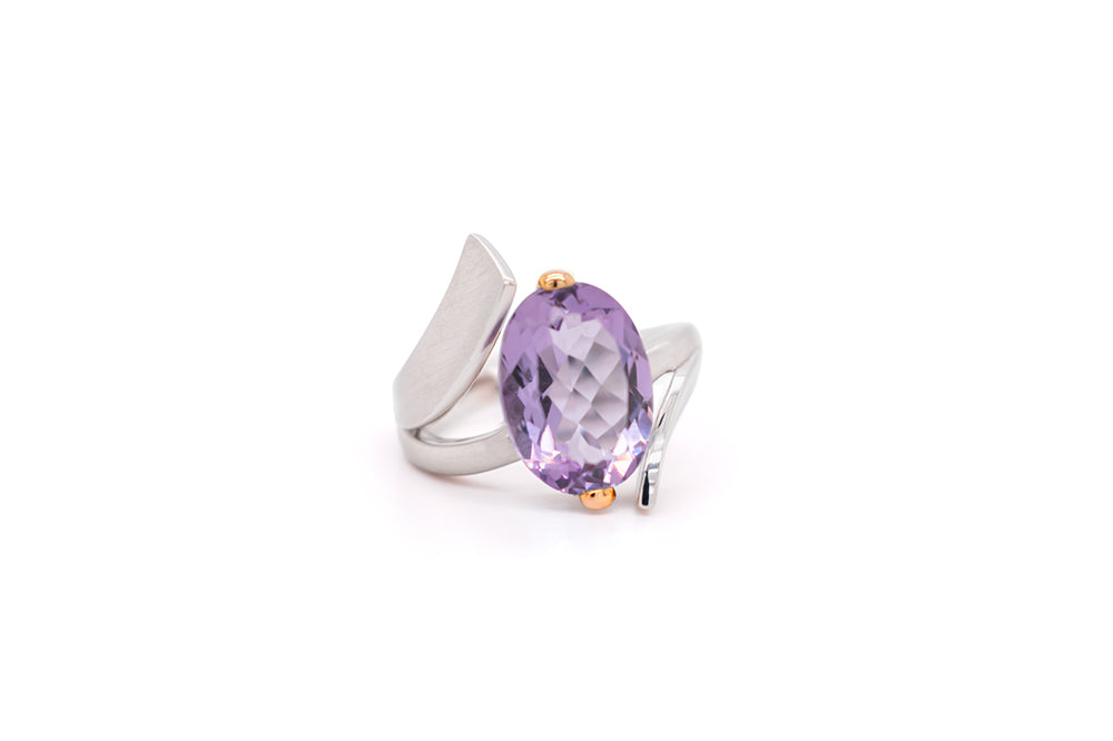 Amethyst and Blue Topaz ring in sterling silver, style R6492 - view 6