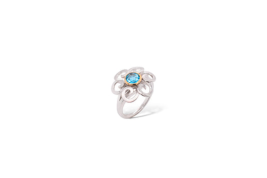 Amethyst and Blue Topaz ring in sterling silver by Joryel Vera, style R6104 - view 3