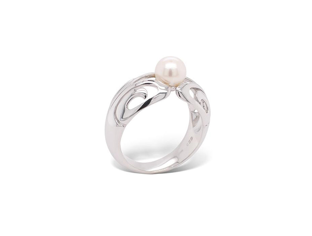 Pearl ring in sterling silver, style R4581 - view 2