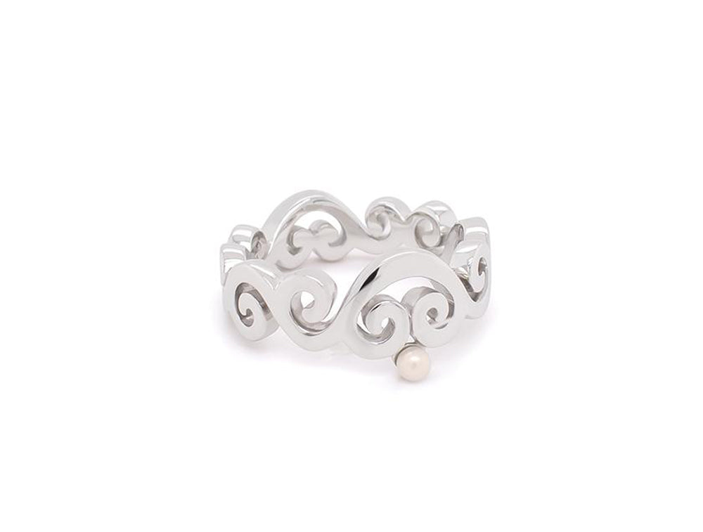 Pearl ring in sterling silver, style R4907 - view 2
