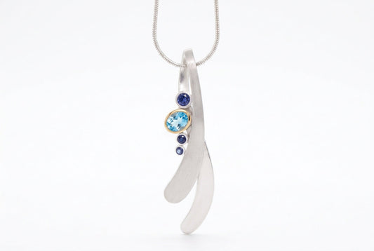Blue Topaz and Tanzanite pendant in sterling silver, style P6141 - view 4