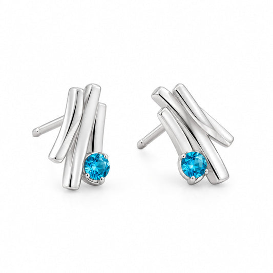 Blue Topaz and Emerald earrings in sterling silver by Joryel Vera, style E4588 - view 2