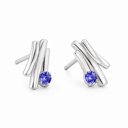 Scandinavian Gemstone Earrings in 925 Sterling Silver | E4588