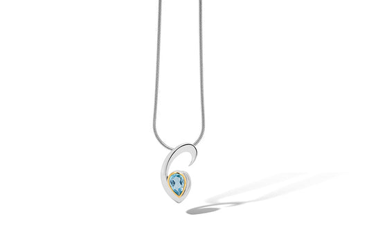 Blue Topaz and London Blue Topaz pendant in sterling silver, style P7635