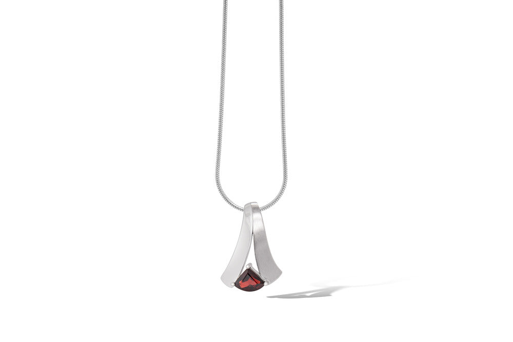 Blue Topaz and Garnet pendant in sterling silver by Joryel Vera, style P6523 - view 2