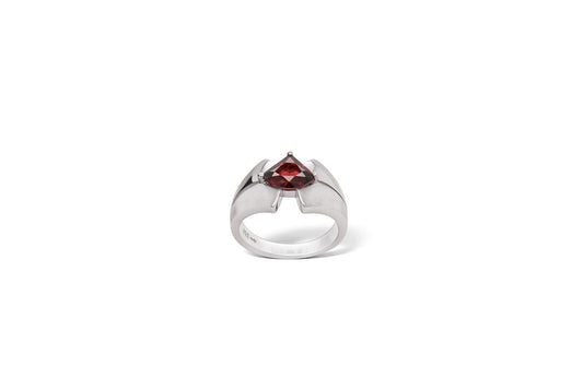 Blue Topaz and Garnet ring in sterling silver by Joryel Vera, style R6110 - view 2