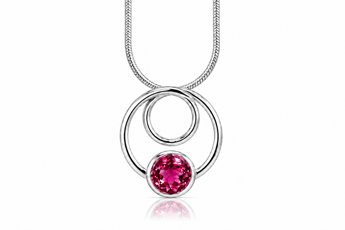 Gemstone Circle Pendant in 925 Sterling Silver | P7774PG - view 11
