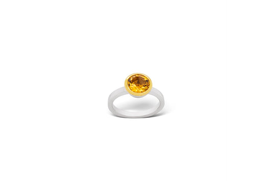 Blue Topaz and Citrine ring in sterling silver
