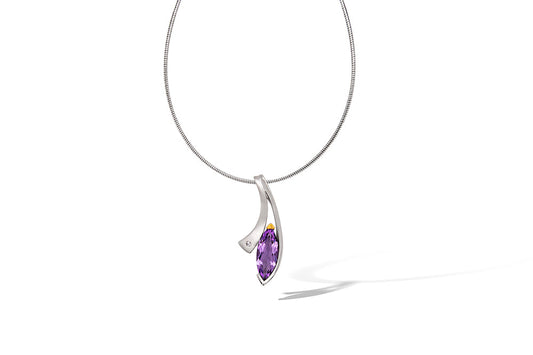 Green Amethyst and White Topaz pendant in sterling silver, style P6496