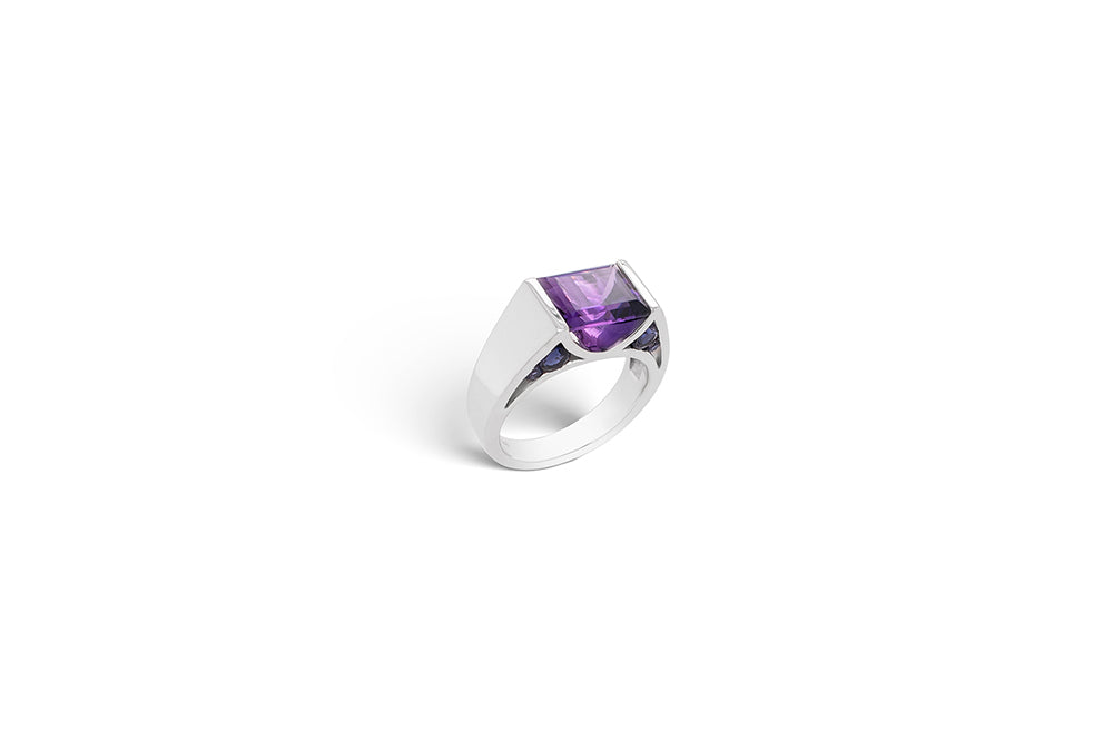 Contemporary Uni Sex Ring R5396 - R5396 Amethyst w/ Iolite - Ring