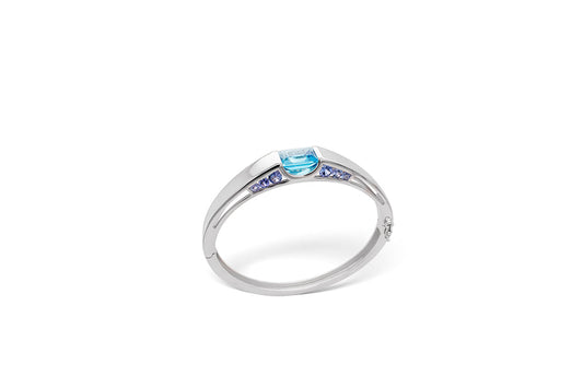 Blue Topaz and Green Quartz bracelet in sterling silver, style B2028 - view 3