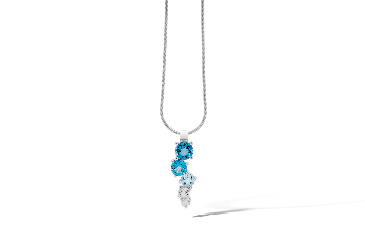Blue Topaz pendant in sterling silver, style P3824