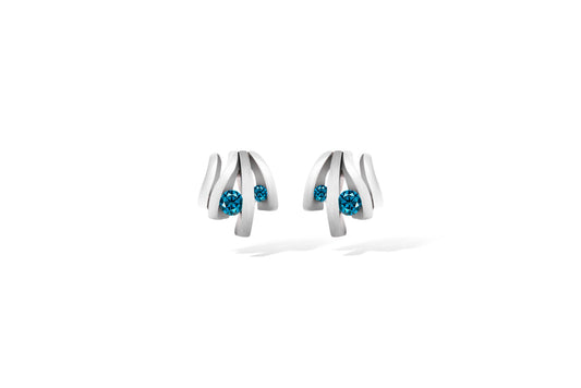 Garnet and London Blue Topaz earrings in sterling silver, style E4587