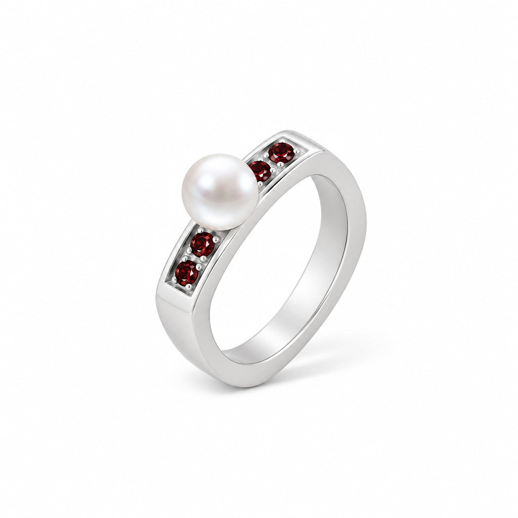 Blue Topaz and Pearl ring in sterling silver by Joryel Vera, style R1858 - view 2