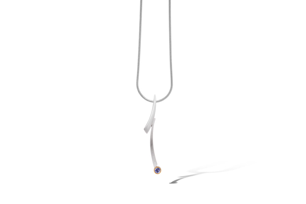 Blue Topaz and Garnet pendant in sterling silver, style P6124 - view 4