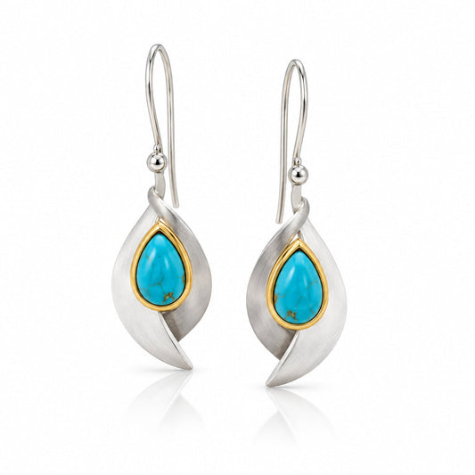 Citrine and Green Amethyst earrings in sterling silver, style E9285