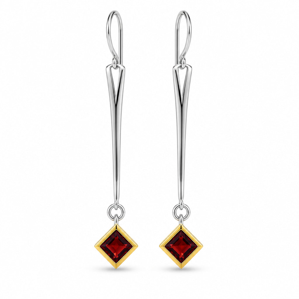 Amethyst and Blue Topaz earrings in sterling silver, style E9875 - view 4