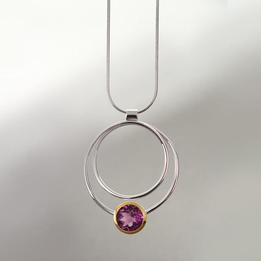 Green Amethyst and Amethyst pendant in sterling silver by Joryel Vera, style P6476 - view 6