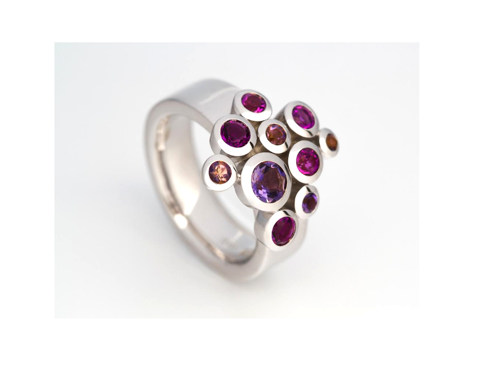 Bubbles Gemstone Ring R4511 - R4511 Amethyst / Iolite - Ring