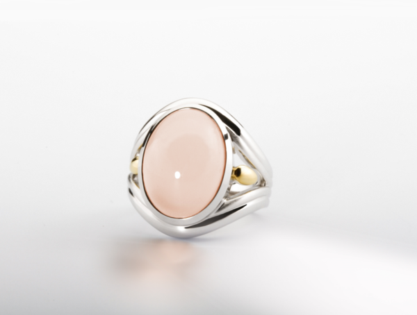 Rose Quartz ring in sterling silver, style R6106 - view 3