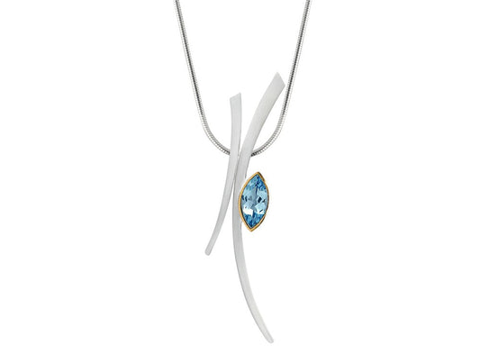 Blue Topaz and Green Quartz pendant in sterling silver, style P6140