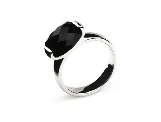 Black Onyx ring in sterling silver, style R3678