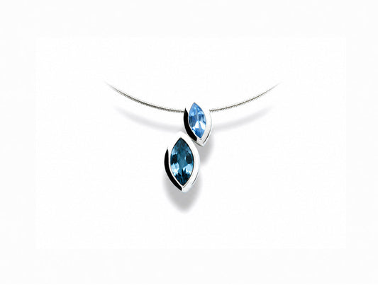 Blue Topaz and Peridot pendant in sterling silver, style P3916 - view 2
