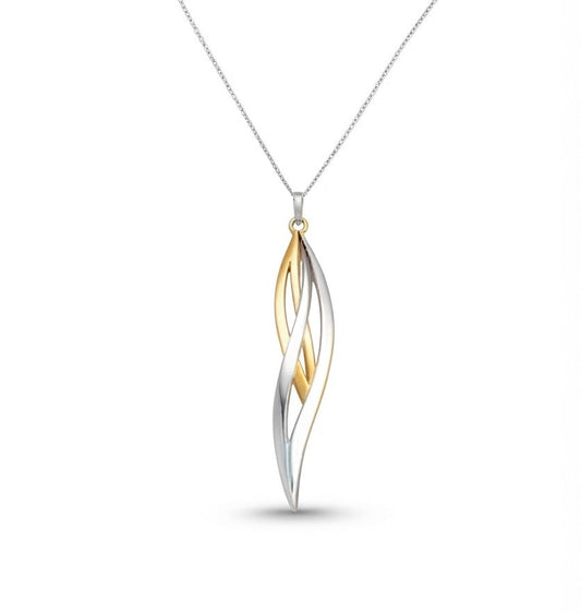 Two Tone Silver and Gold Pendant in 925 Sterling Silver | P7335