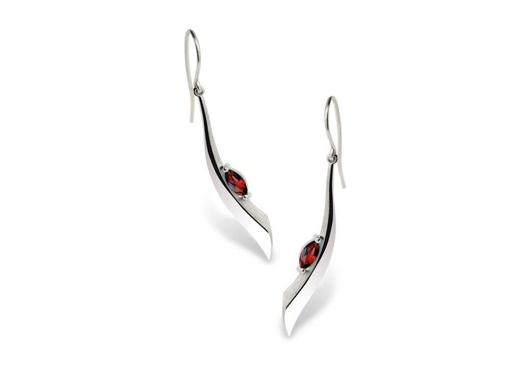 Fashioned Silver & Gemstone Earring E9306 - E9306 Garnet - Earring