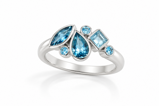 Multi Gemstone Ring in 925 Sterling Silver