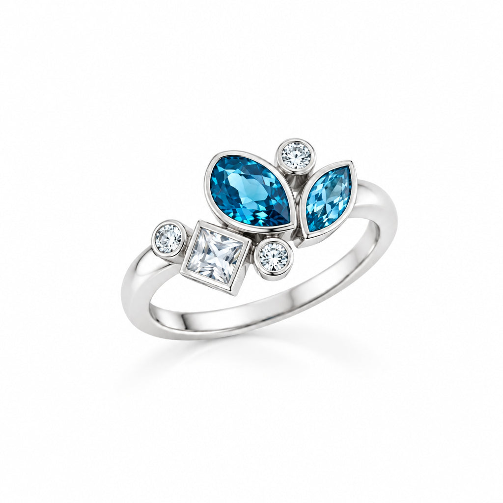 London Blue Topaz and Blue Topaz ring in sterling silver, style R3922