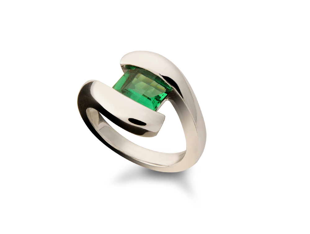 Blue Topaz and Garnet ring in sterling silver, style R4657 - view 4