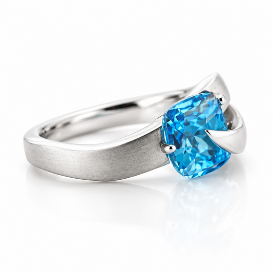 Amethyst and Blue Topaz ring in sterling silver, style R5825 - view 3