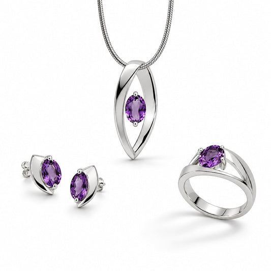 Amethyst and Blue Topaz jewelry set in sterling silver - view 3