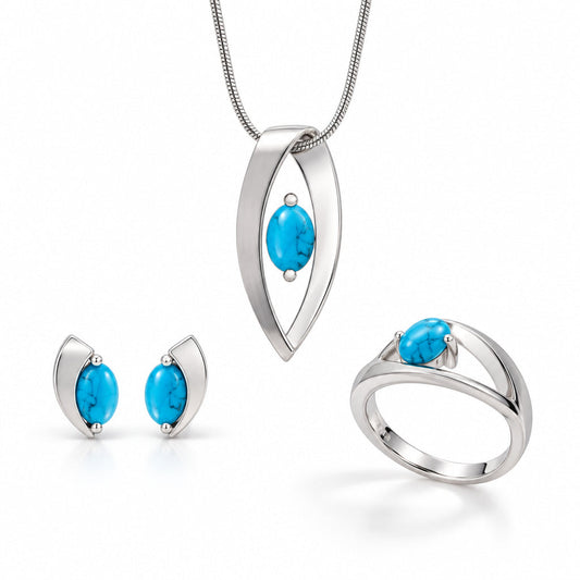 Amethyst and Blue Topaz jewelry set in sterling silver - view 2
