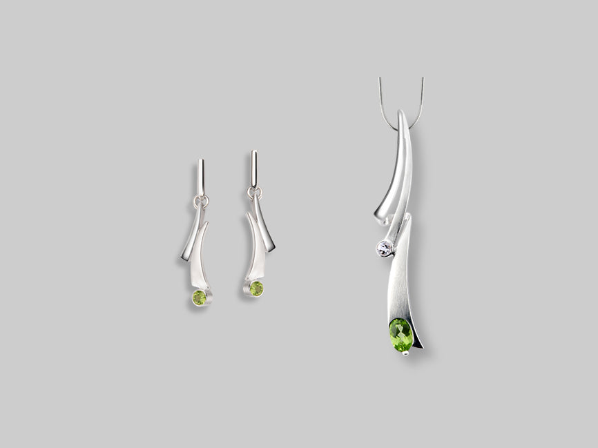 Peridot and Blue Topaz jewelry set in sterling silver