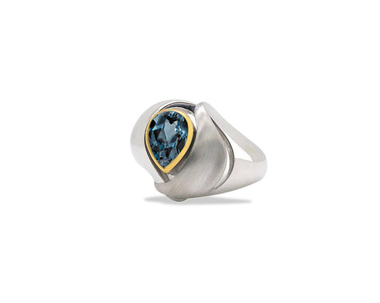 Citrine and Green Amethyst ring in sterling silver, style R6127 - view 3