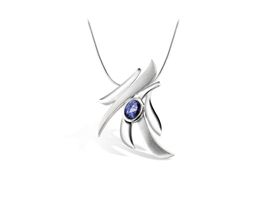Blue Topaz and Garnet pendant in sterling silver, style P6138