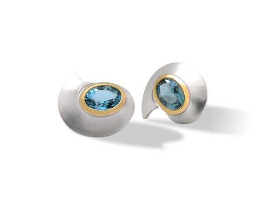 Amethyst and Blue Topaz earrings in sterling silver, style E9337 - view 3