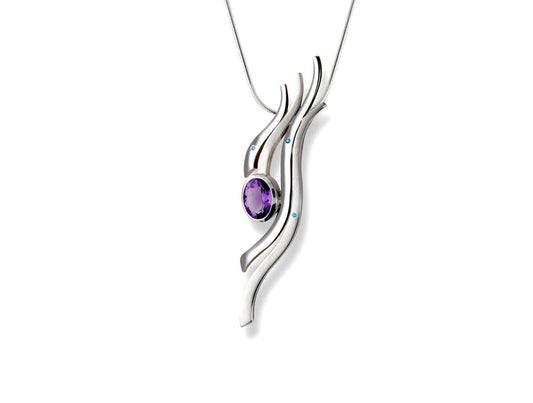 Amethyst and Blue Topaz pendant in sterling silver, style P6115