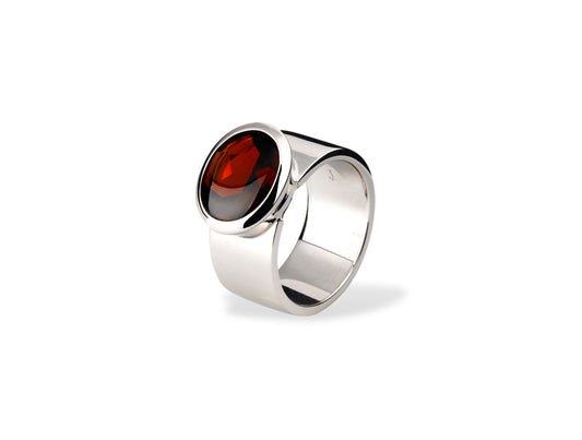 Blue Topaz and Garnet ring in sterling silver, style R3883