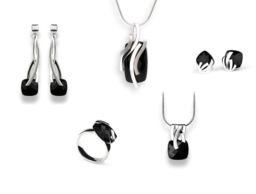 Black Onyx jewelry set in sterling silver