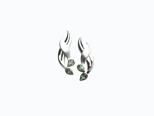 Green Quartz and Blue Topaz earrings in sterling silver, style E3109