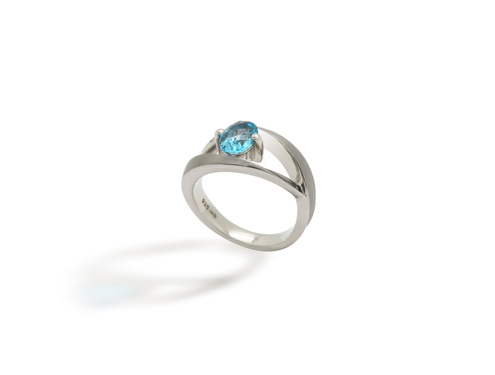 Oval Gemstone Ring R6986 - R6986 Blue Topaz - Ring