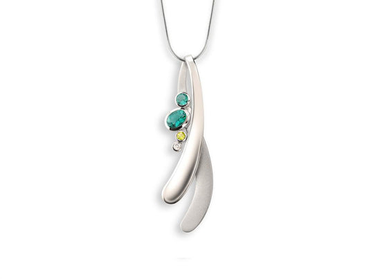 Green Quartz, Peridot and White Topaz pendant in sterling silver by Joryel Vera, style P6141