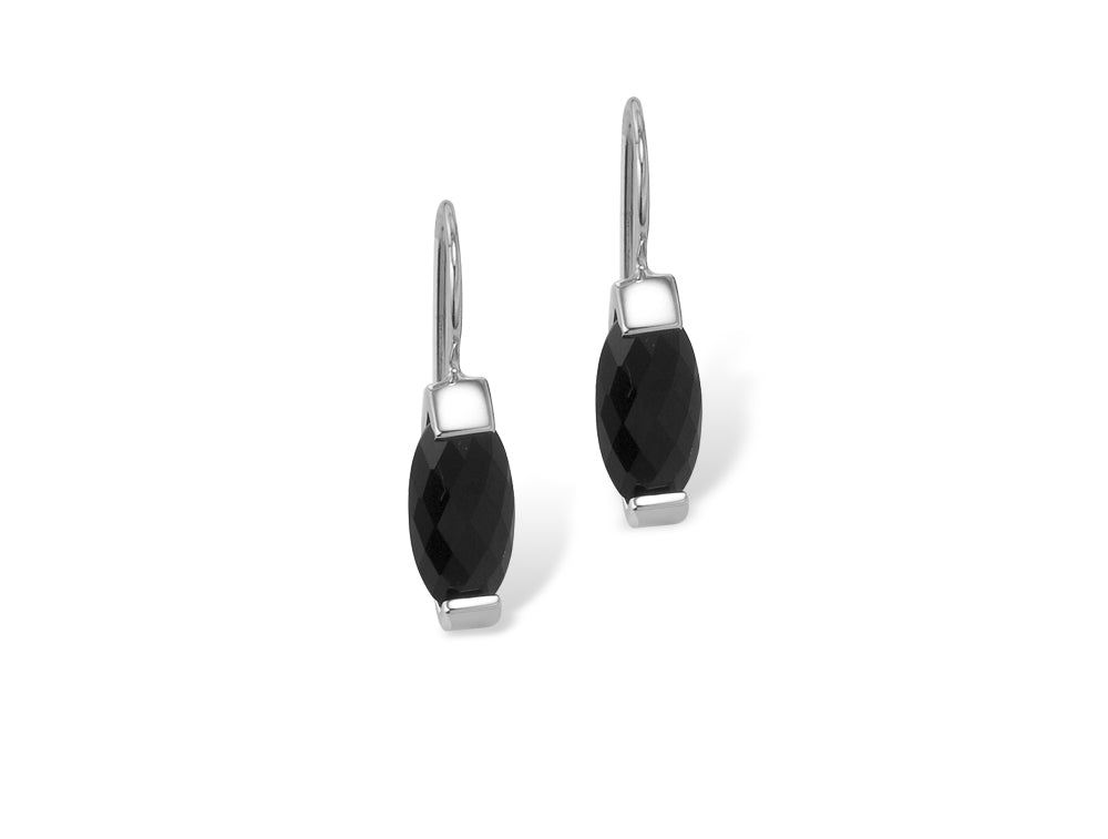 Black Onyx earrings in sterling silver, style E3882 - view 2
